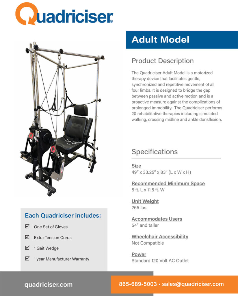 spec sheet for the adult model quadriciser